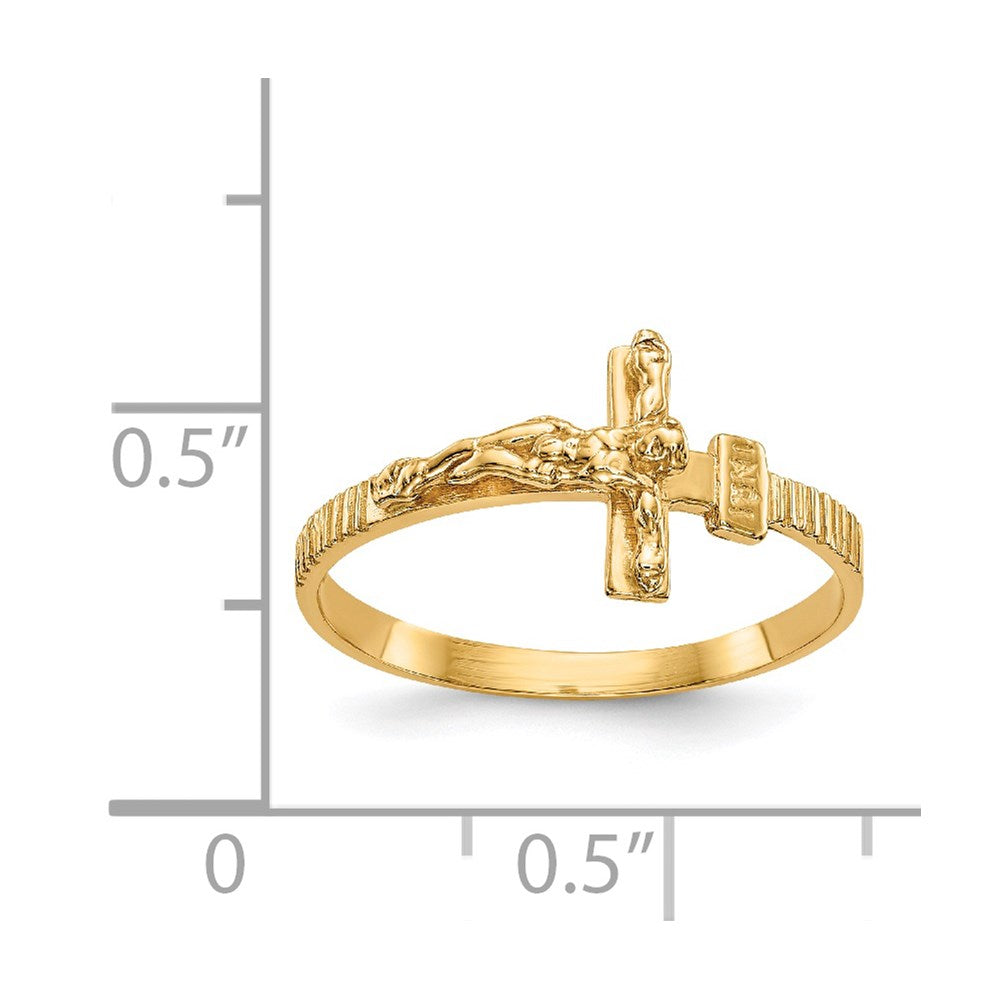 14K Gold Polished Jesus Band Ring Size 7