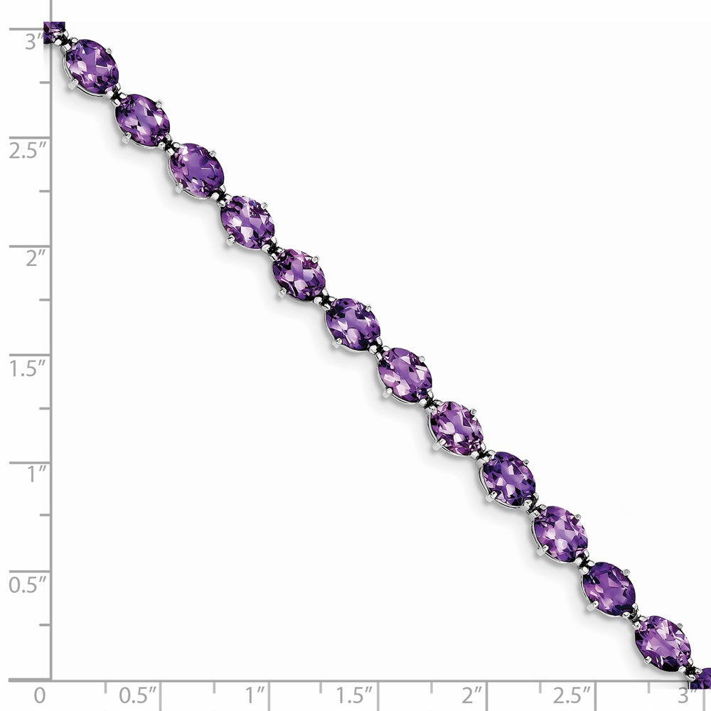 Sterling Silver Rhodium-plated Amethyst Bracelet 7 inches