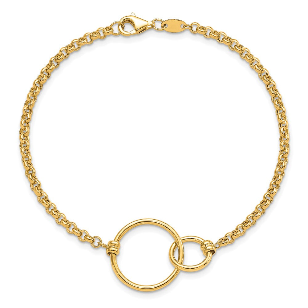 10k Polished interlocking Circles Link Bracelet 7.5  inches