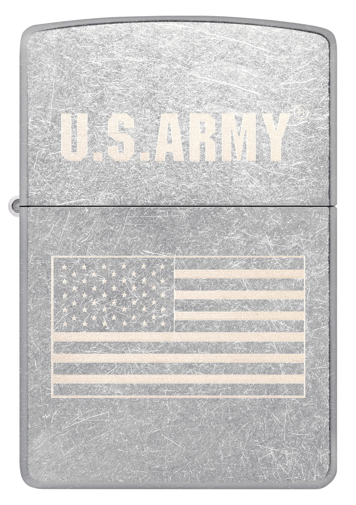 Zippo U.S. Army US Flag Laser Engrave Street Chrome Pocket Lighter