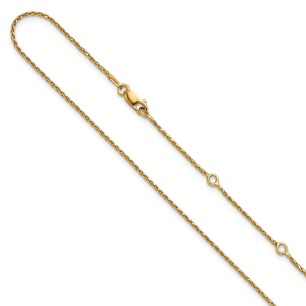 Sterling Silver Gold-plated 1.2mm D/C Spiga 1in+1in Adjustable Cha