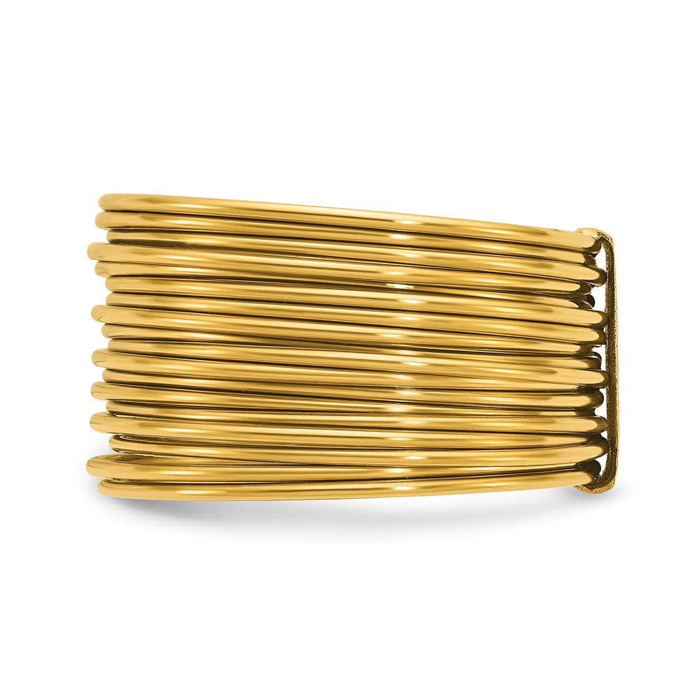 Chisel Stainless Steel Polished Yellow IP-plated Multi-Wire Ring Size - 10