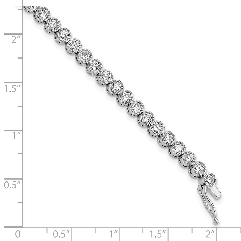 Sterling Shimmer Sterling Silver Rhodium-plated 7 inch 45 Stone CZ Tennis Bracelet 7 inches