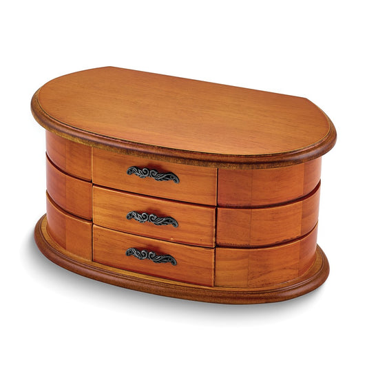 Natural Wood Ballerina Musical Jewelry Box (Plays Bolero)