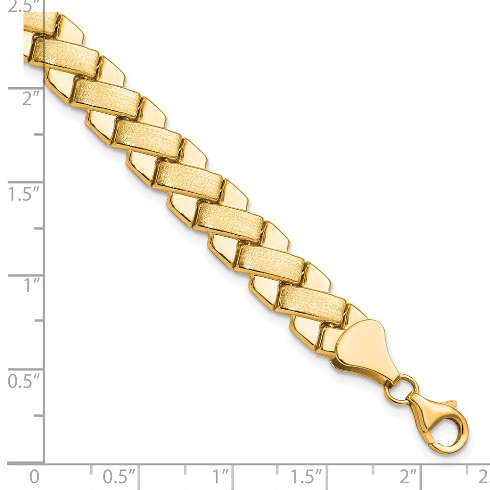 10K Polished and Brushed Fancy Bracelet 7.5  inches