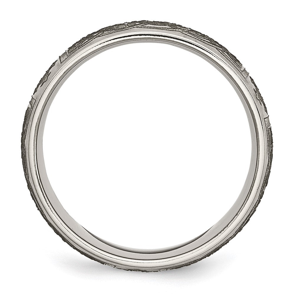 Titanium Brushed Celtic Cross Laser Design 8mm Band Size - 12.5