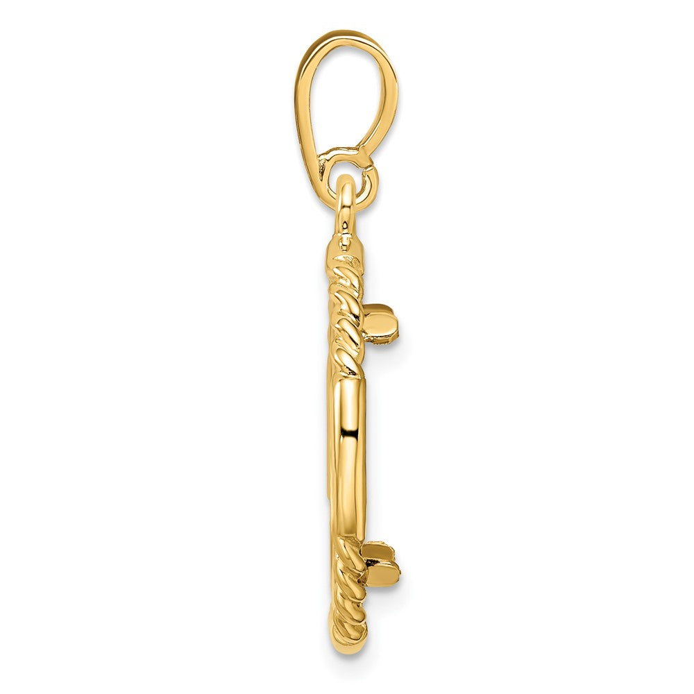 Wideband Distinguished Coin Jewelry 14k Polished Quadruple Twist and Bright 16.5mm Prong Coin Bezel Pendant