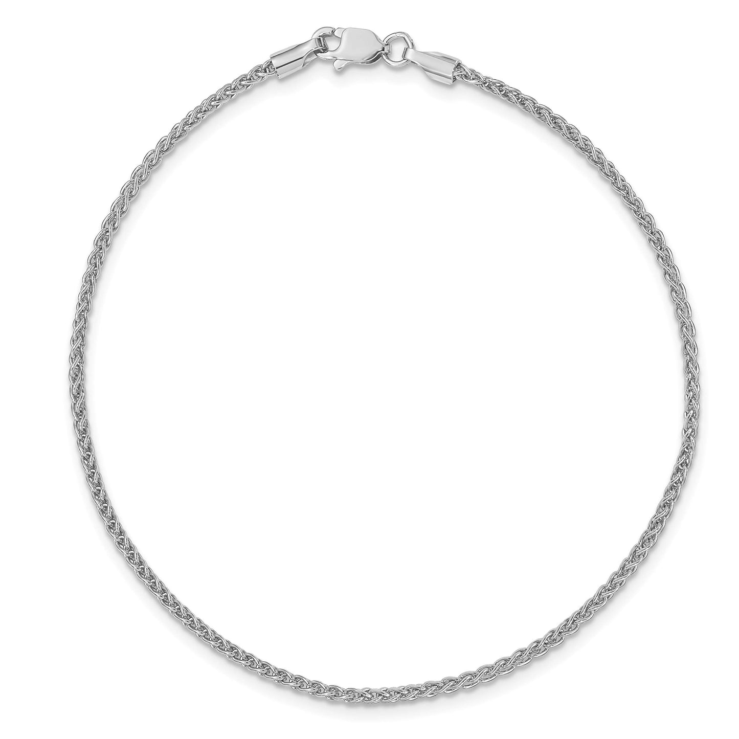 14K White Gold 9 inch 1.7mm Spiga with Lobster Clasp Chain Anklet