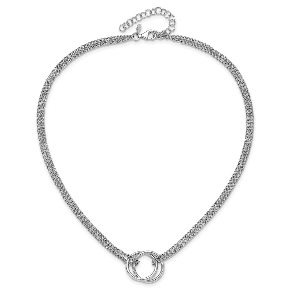 Sterling Silver RH-plt Multi-Strand Circles w/ 2in ext. Necklace