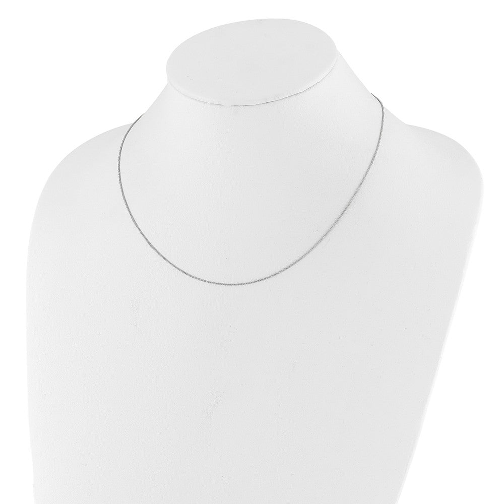 10k White Gold .8mm Baby Spiga 1in+1in Adjustable Chain