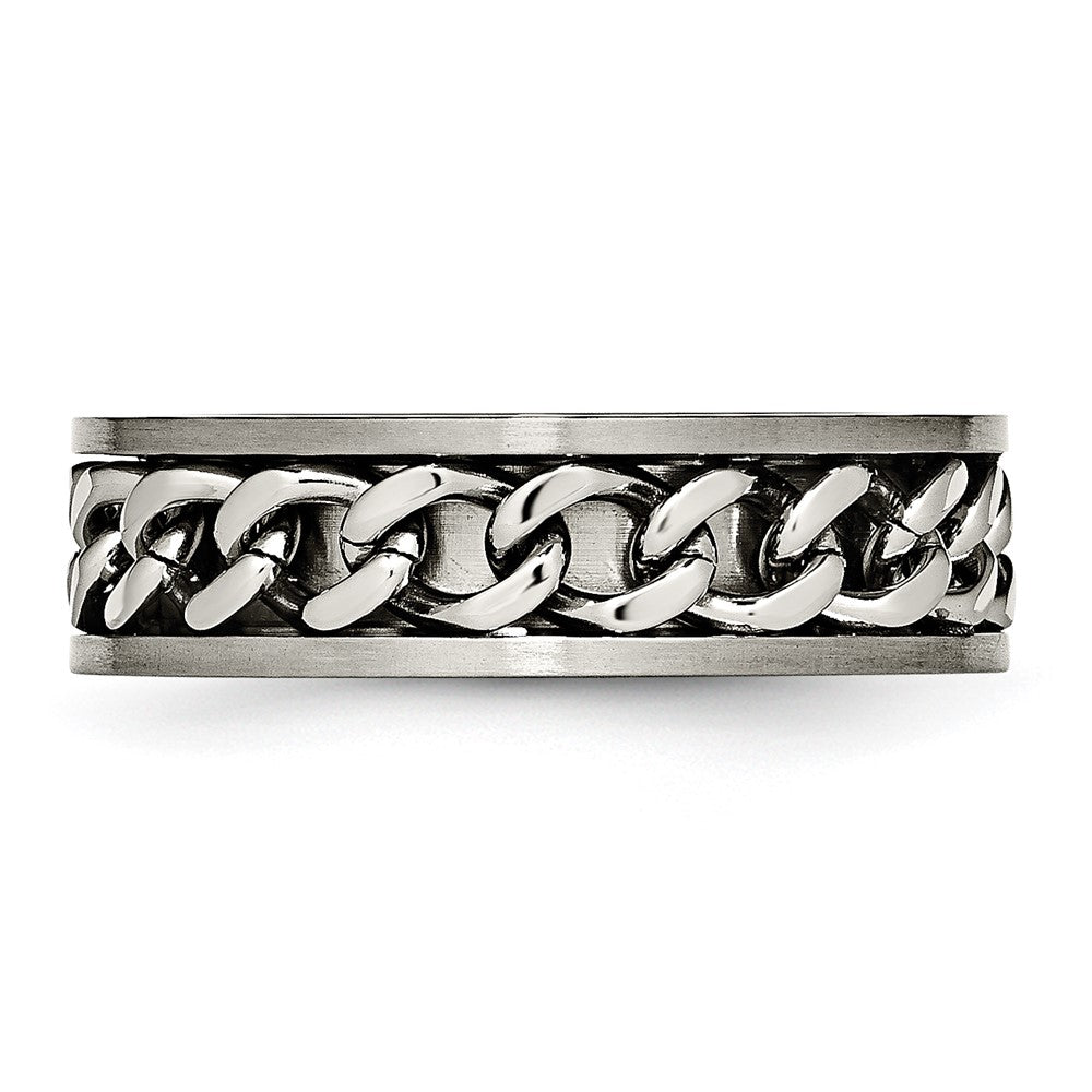 Titanium Brushed 7mm Chain Inlay Band Size - 6
