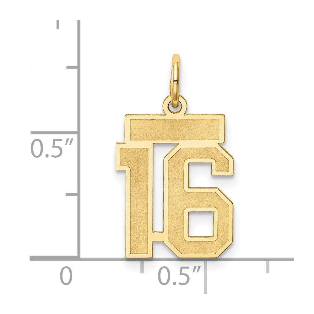 14k Small Satin Number 16 Charm