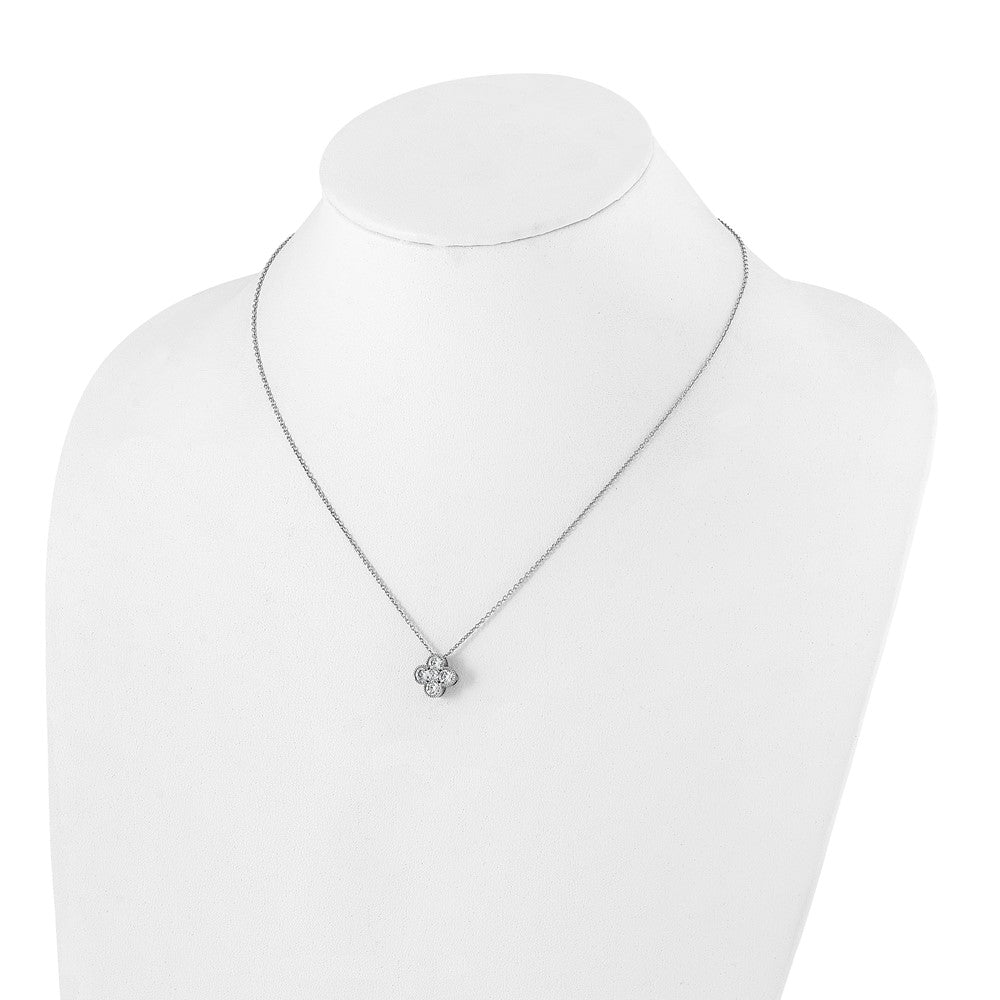 True Origin 14k White Gold 1 carat Lab Grown Diamond VS DEF 18 inch Bloom Floral Pendant Necklace