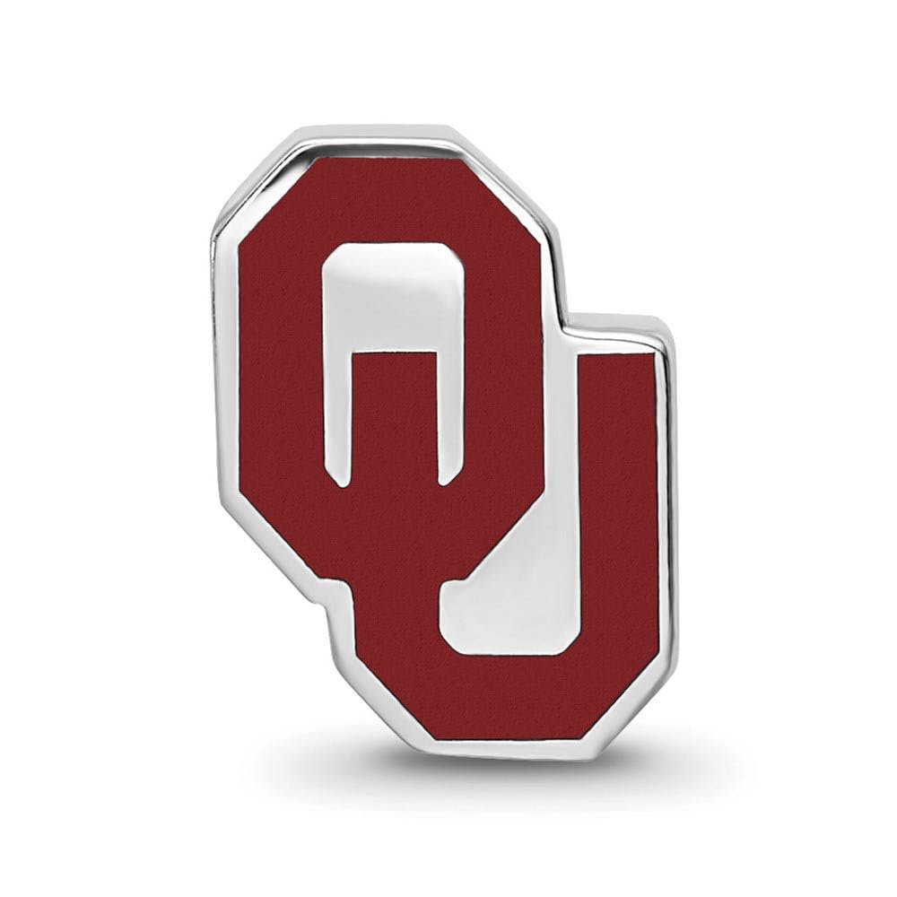 Logoart Sterling Silver the University Of Oklahoma 1-sided Enameled Bead Female Adult