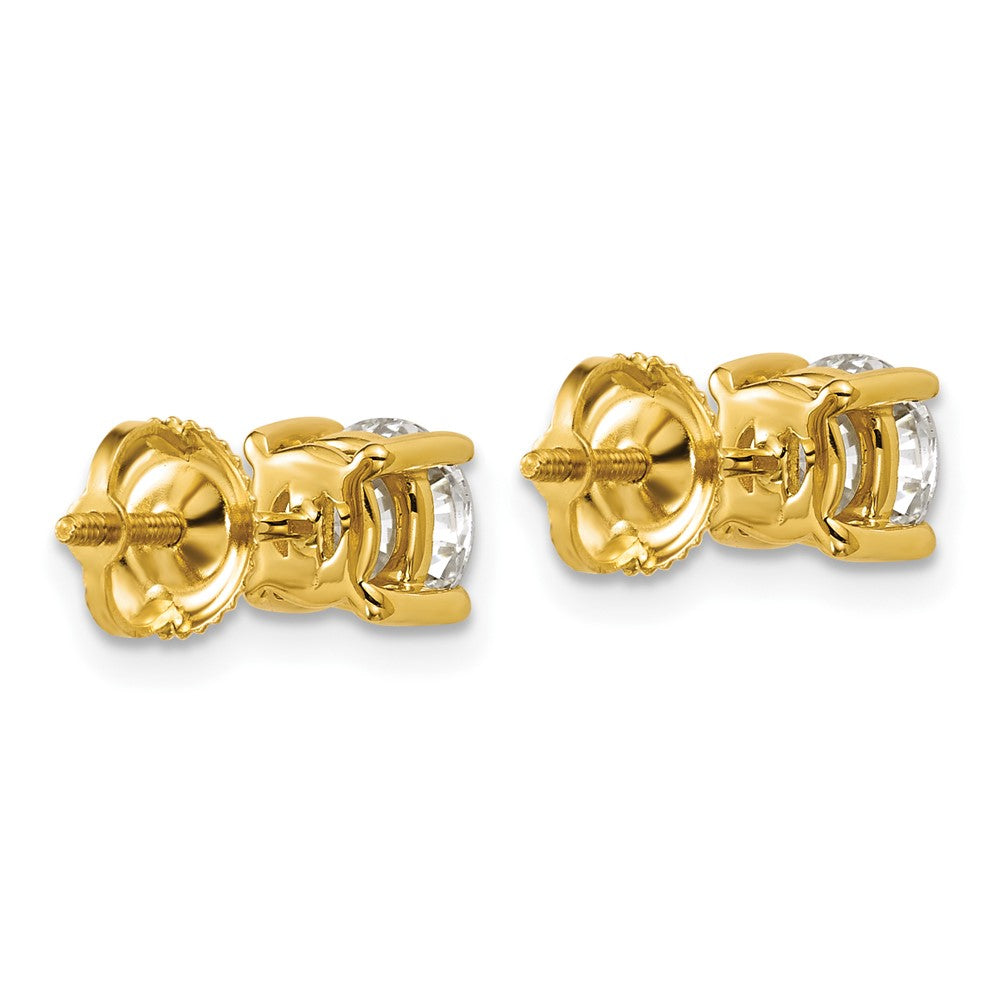 14K Gold 1 1/2 Carat Certified Lab Grown Diamond VS+ F+ Round 4-Prong Screwback Heavyweight Complete Stud Earrings