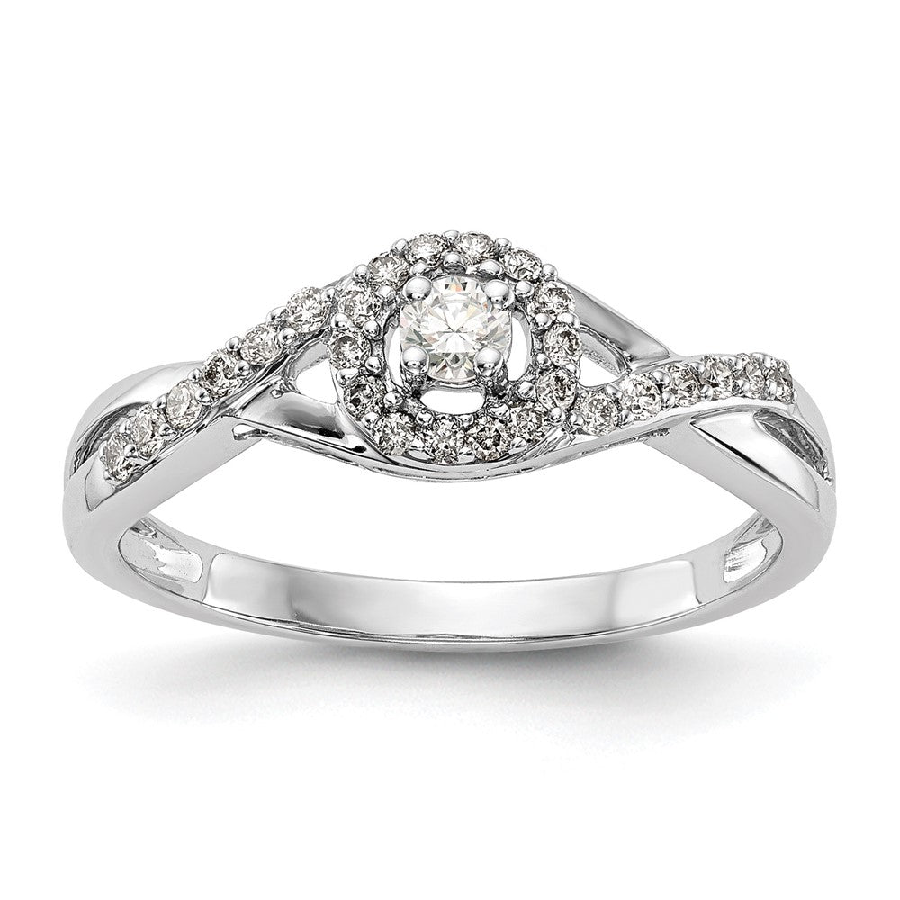 10K White Gold Halo (Holds 1/10 carat (2.8mm) Round Center) 1/5 carat Diamond Semi-Mount Engagement Ring