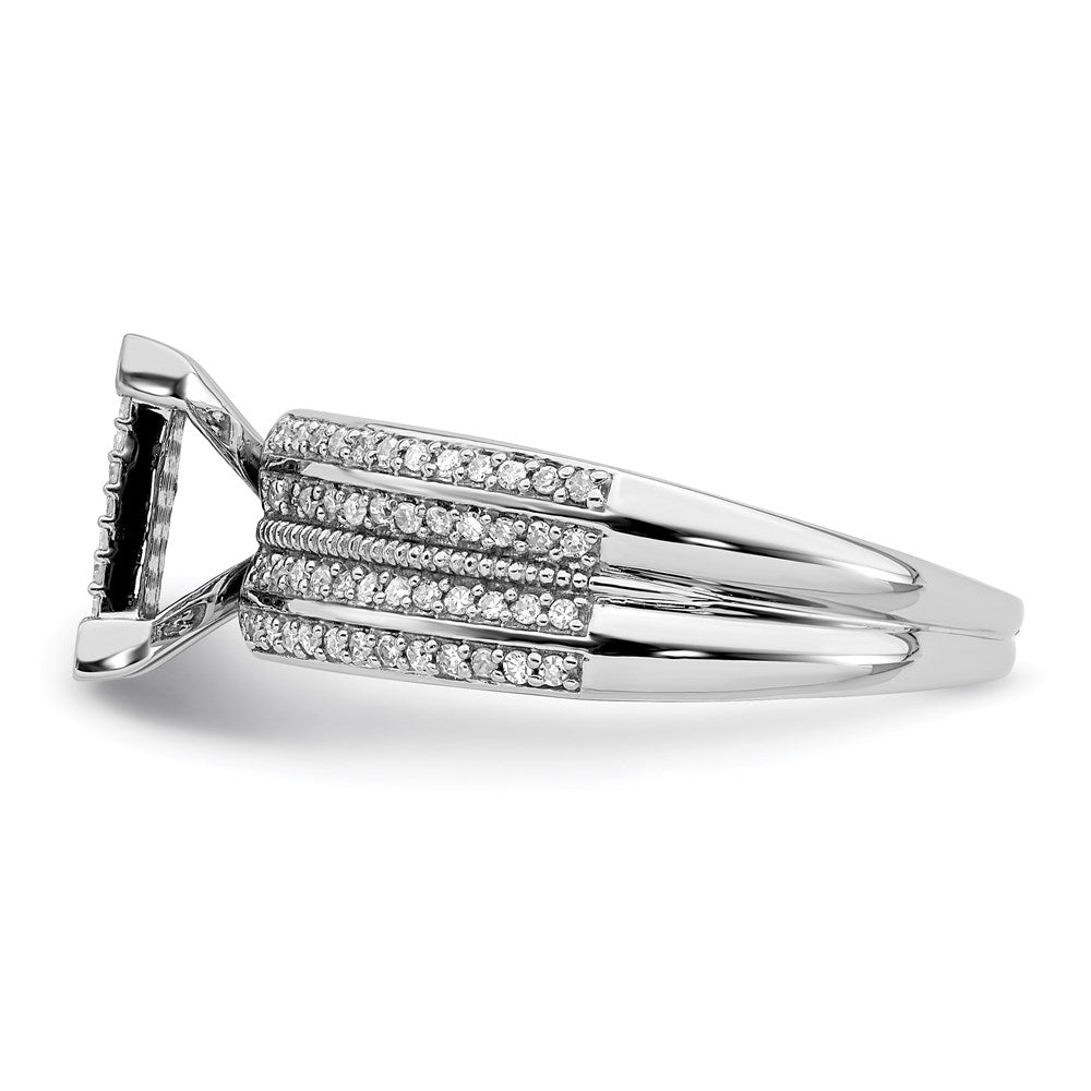 Sterling Silver Rhodium Plated Diamond Square Ring