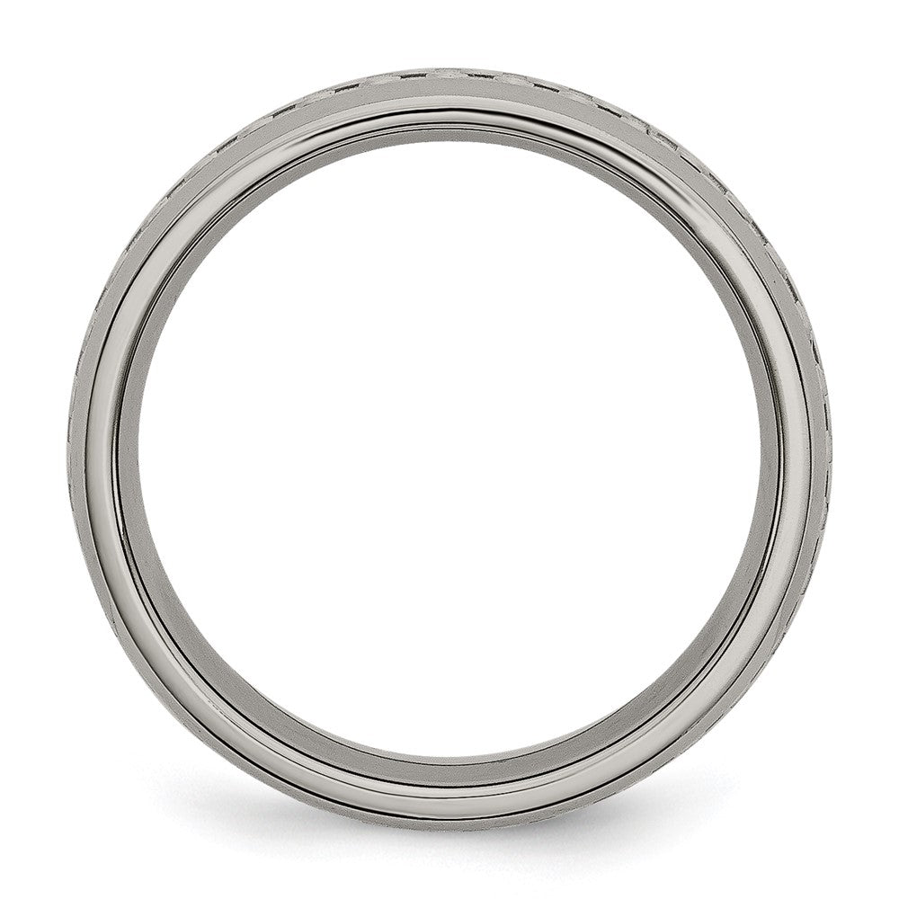 Titanium Polished Grey Carbon Fiber Inlay 6mm Band Size - 8.5
