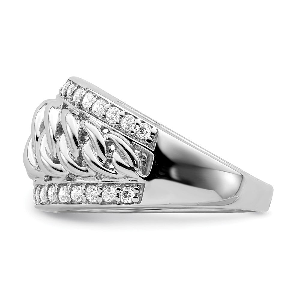 Sterling Silver Rhodium Plated CZ Ring