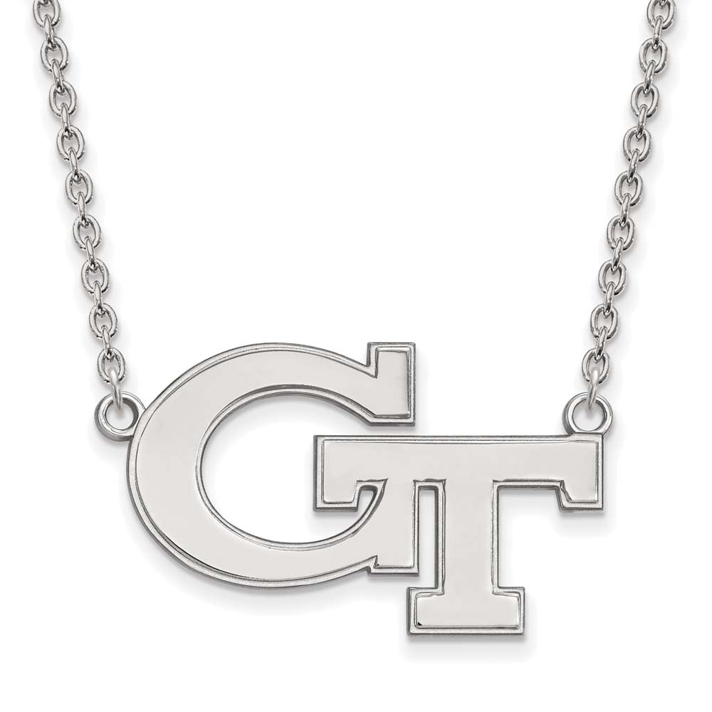 Sterling Silver Georgia Tech Large Pendant Necklace