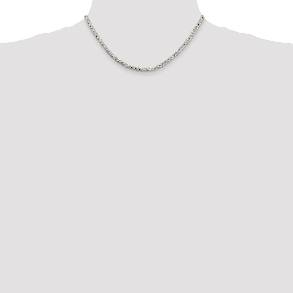 Sterling Silver 4mm Round Spiga Chain 16 Inches