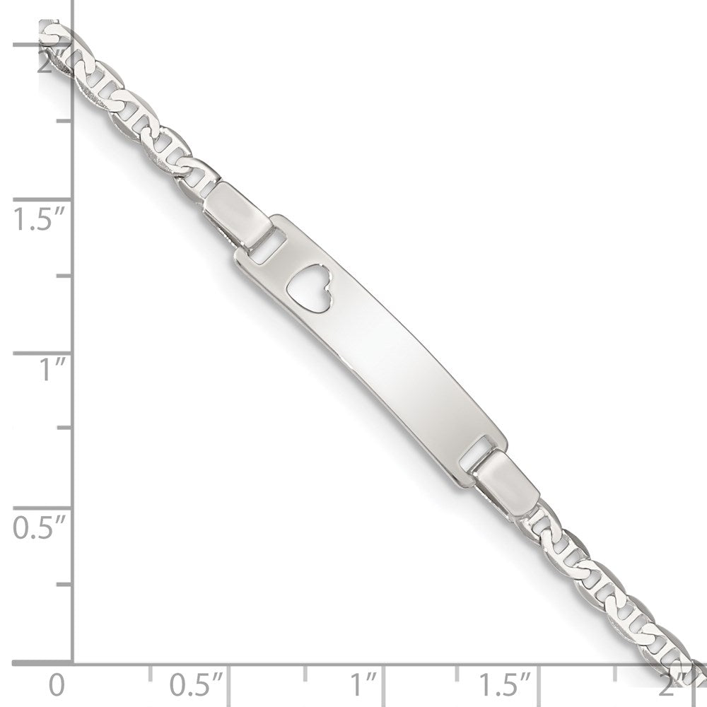 Sterling Silver Baby ID with Cut-out Heart Bracelet 6 inches
