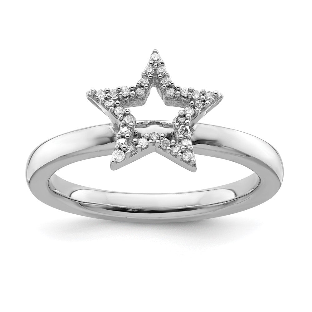 Sterling Silver Stackable Expressions Star Diamond Ring Size -7