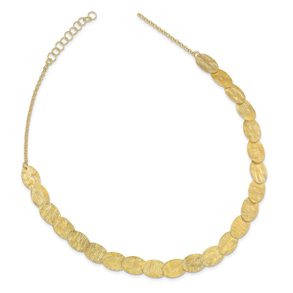 Sterling Silver Gold-tone Textured with 1.5in ext. Necklace