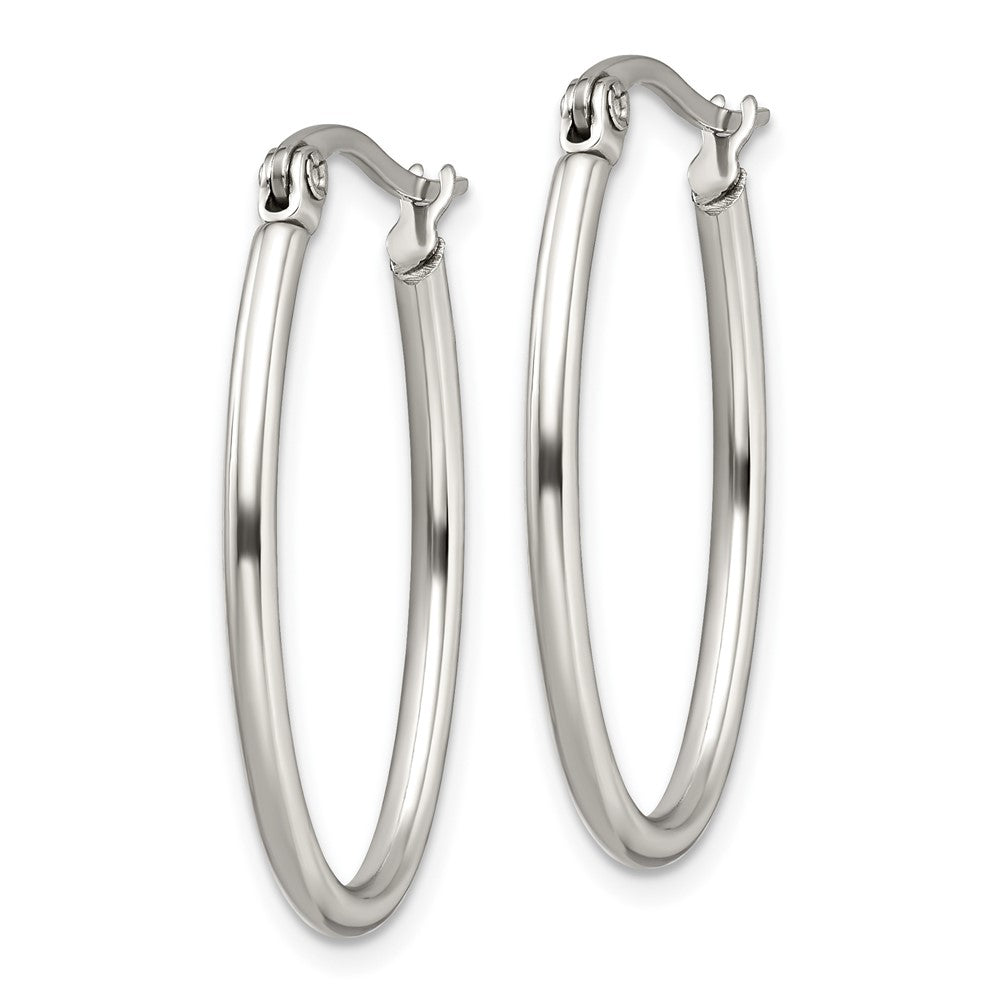 Stainless Steel Polished 18mm Diameter Oval Hoop Earrings