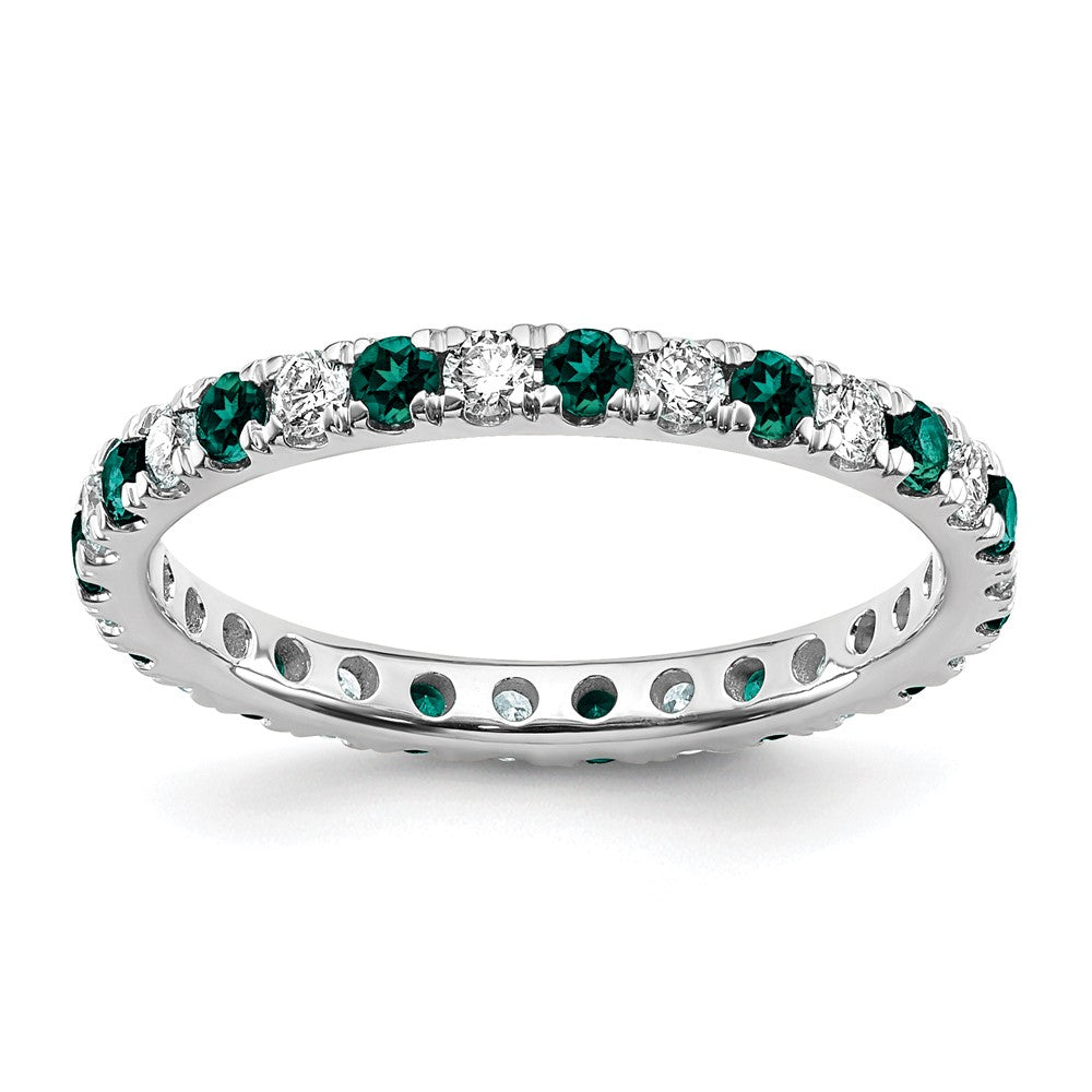 14k White Gold 3/8 carat Lab Grown Diamond VS/SI+ G+ and Lab Created Alexandrite Size 4.5 Eternity Band
