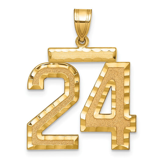 14k Large Brushed  Diamond-cut Number 24 Charm