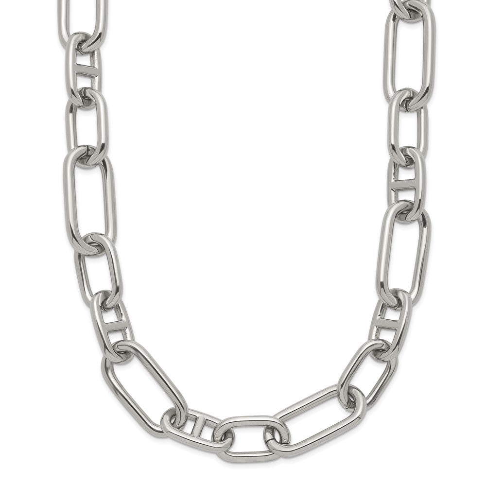 Chisel Stainless Steel Polished 9mm 16 inch Plus  2 inch Extension Open Link Necklace