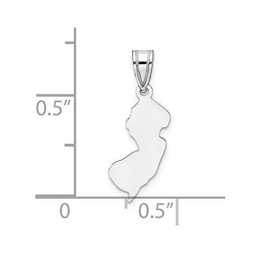 Sterling Silver/Rhodium-plated New Jersey State Pendant