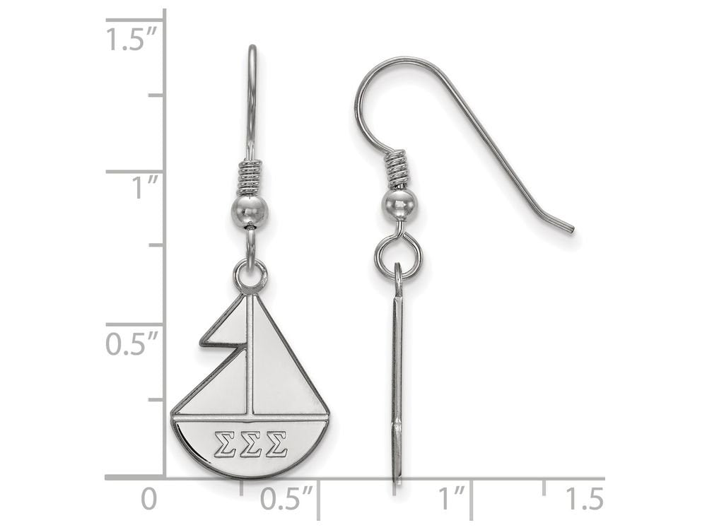 Sterling Silver Official Licensed Greek Sororities Sigma Sigma Sigma (???) Medium Dangle Earrings