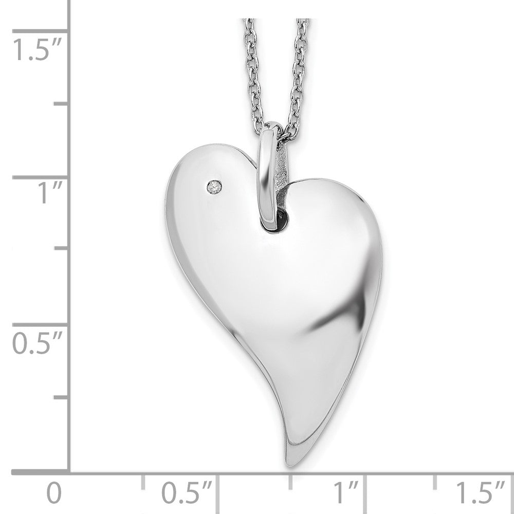 White Ice Sterling Silver Rhodium-plated 18 Inch Diamond Heart Necklace with 2 Inch Extender 18 Inches