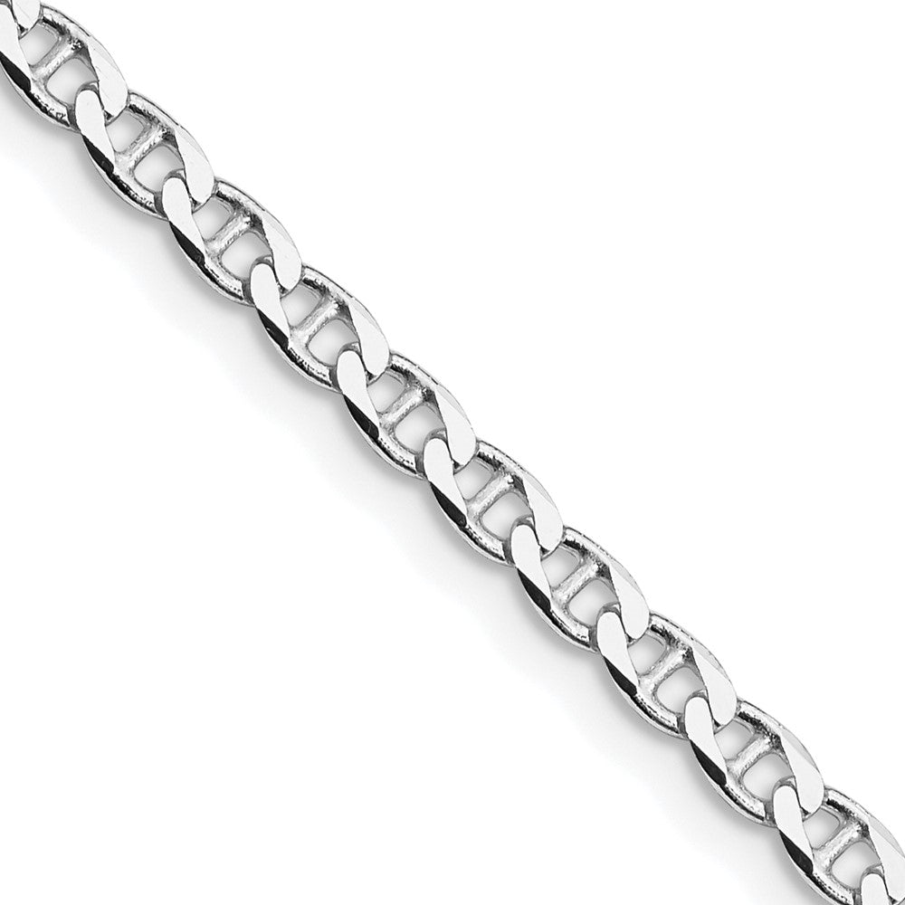 Sterling Silver Rhodium-plated 3.15mm D/C Flat Anchor Curb Chain 22 Inches