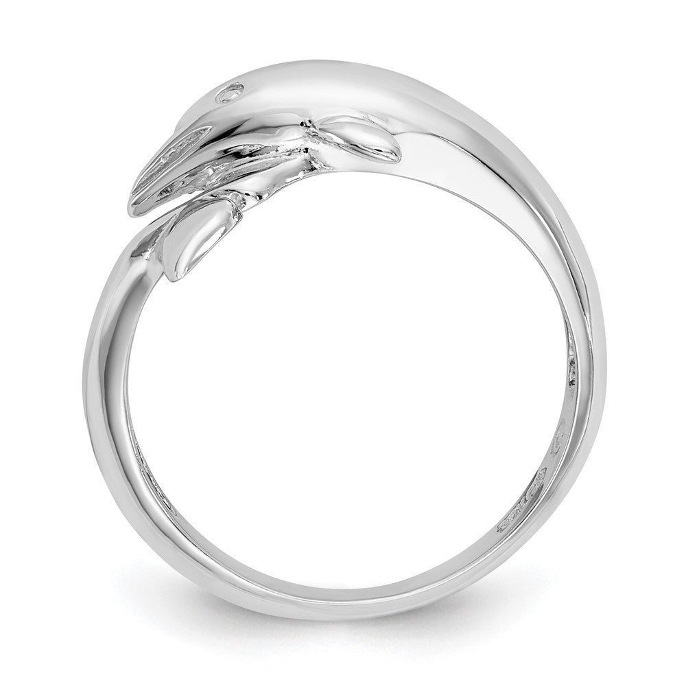 14k White Gold Dolphin Ring Size 6.75