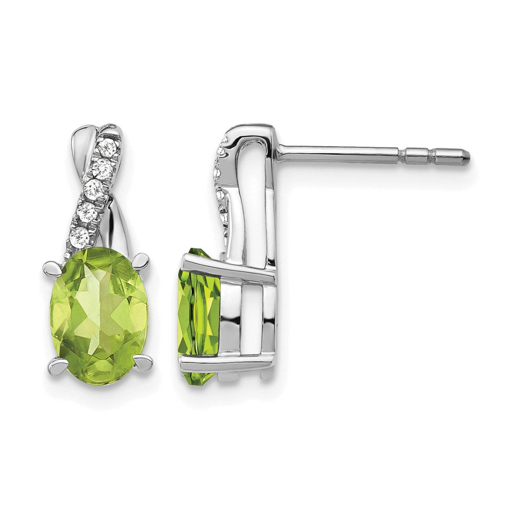 10kw Peridot & Diamond Earrings 7x5 Oval Peridot, Rd 10-1.1mm dia