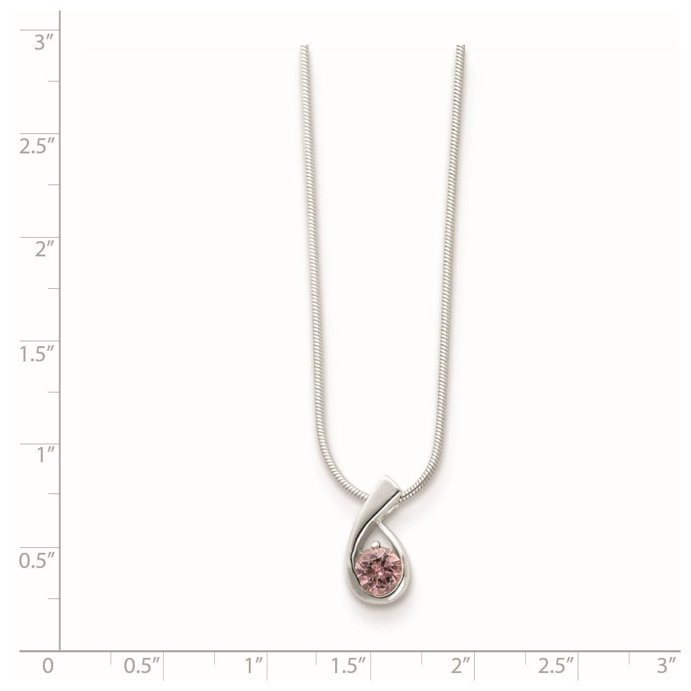 Sterling Silver Pink CZ Necklace 18 Inches