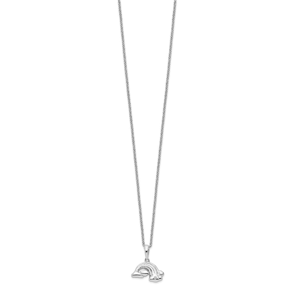 Sentimental Expressions Sterling Silver Rhodium-plated CZ Paint Rainbows 14in. Necklace with 2in. ext
