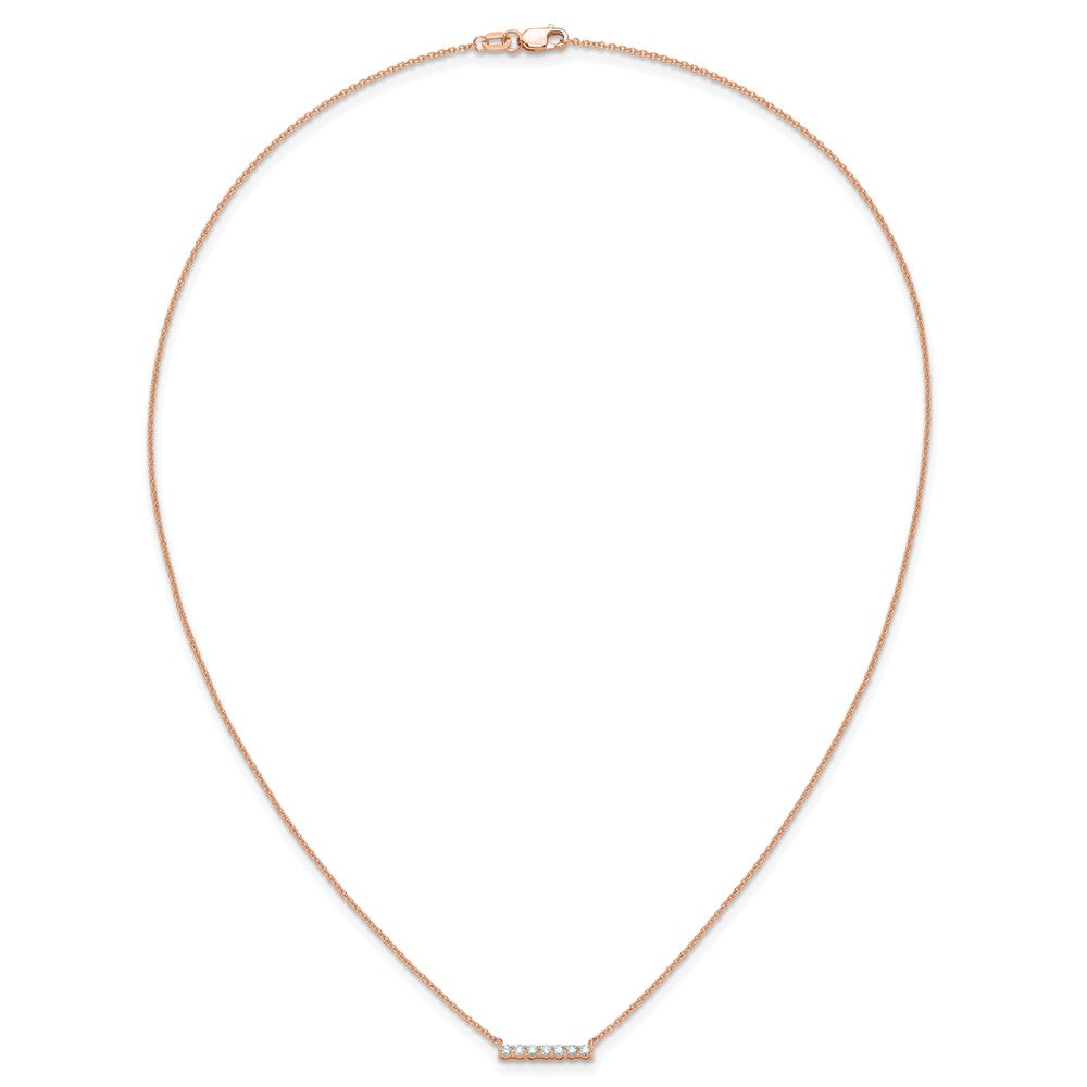 14k Rose Gold 1/4 carat Lab Grown Diamond VS/SI+ G+ 18 inch Bar Necklace
