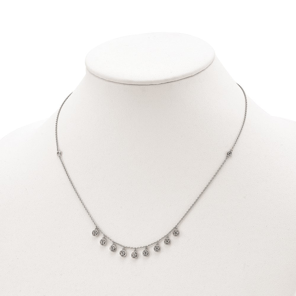 Sterling Shimmer Sterling Silver Rhodium-plated 18 inch 11 Stone 11 Station CZ Necklace 18 Inches