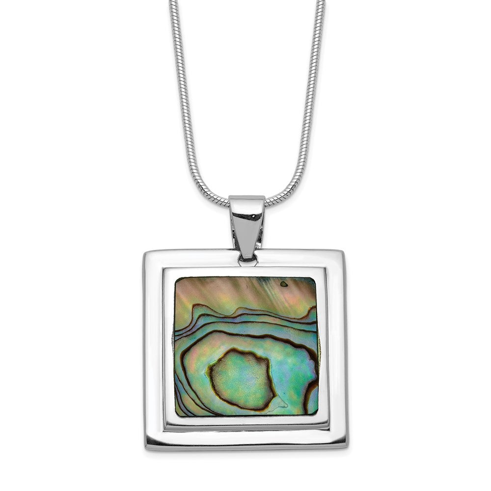 Sterling Silver Rhodium-plated Abalone Pendant Necklace 18 Inches