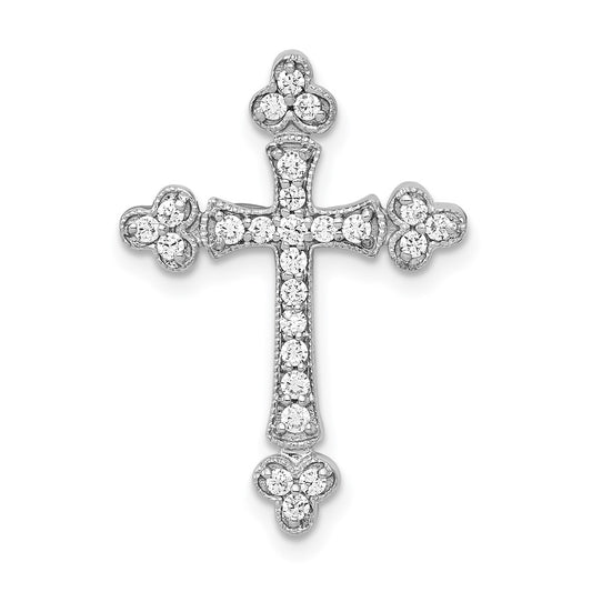 14k White Gold 1/4 carat Lab Grown Diamond VS/SI+ G+ Cross Chain Slide Pendant