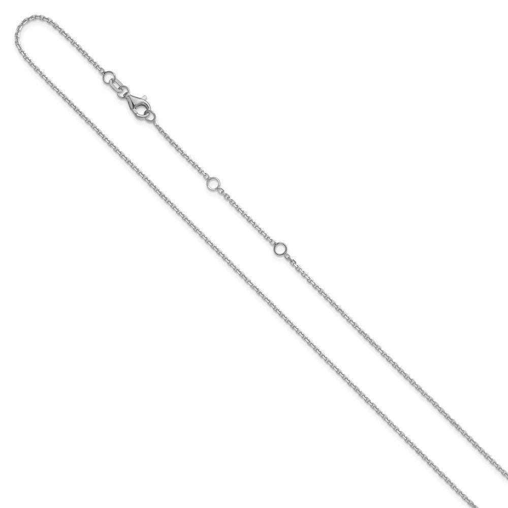 14k White Gold 1.4mm D/C Square Cable 2in+2in Adjustable Chain
