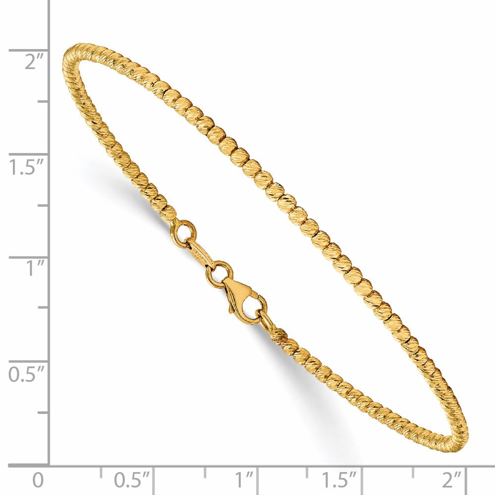 14K Polished D/C Beaded Bracelet 7  inches