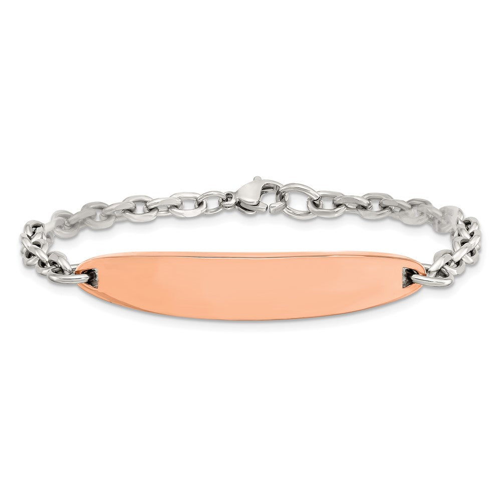 Stainless Steel Polished Rose IP-plated 7in ID Bracelet 7 inches