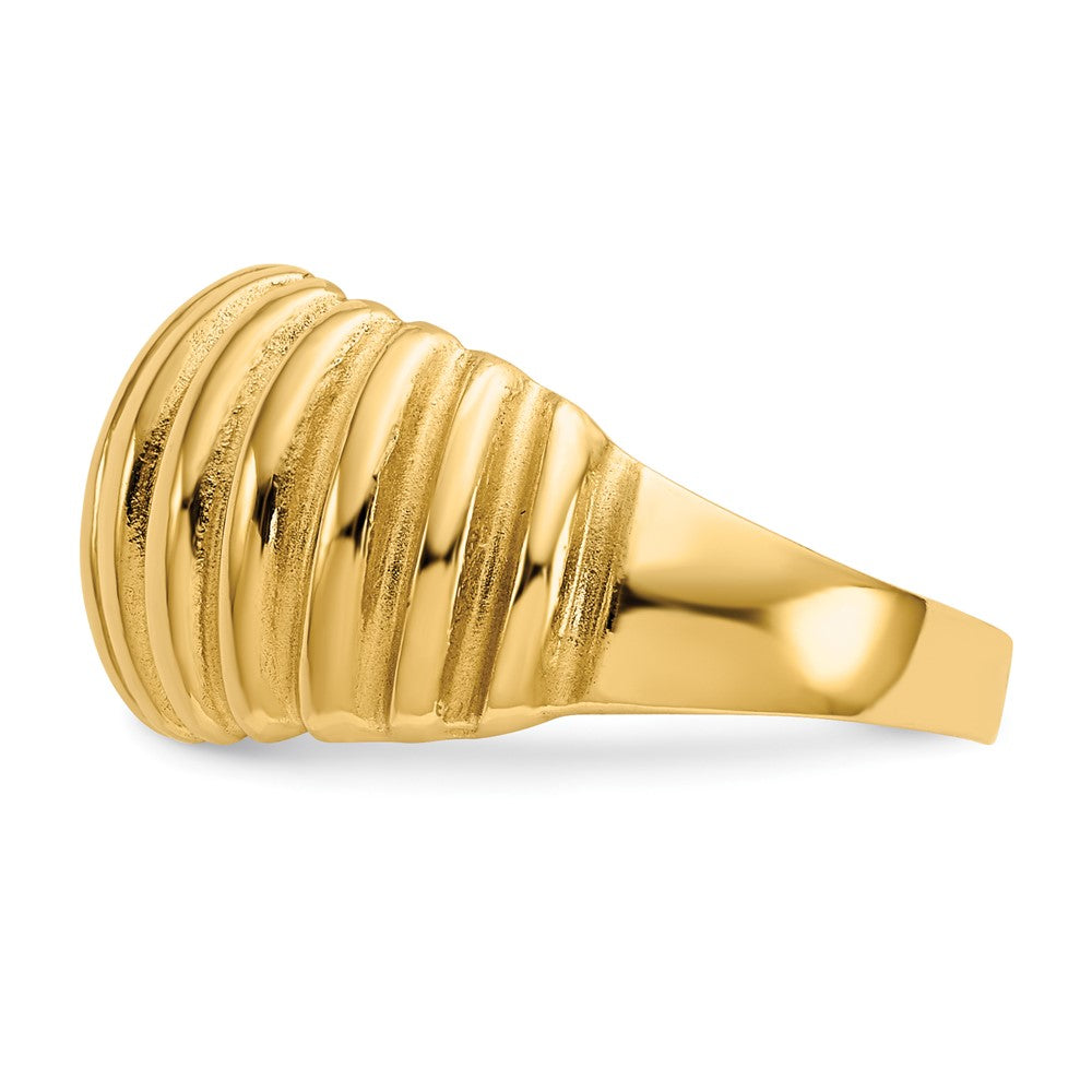 14k High Polished Ribbed Dome Ring Size 5.5