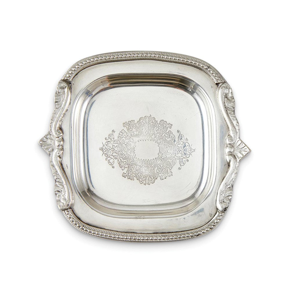 Vintage Antiqued Silver-tone Brass Tray