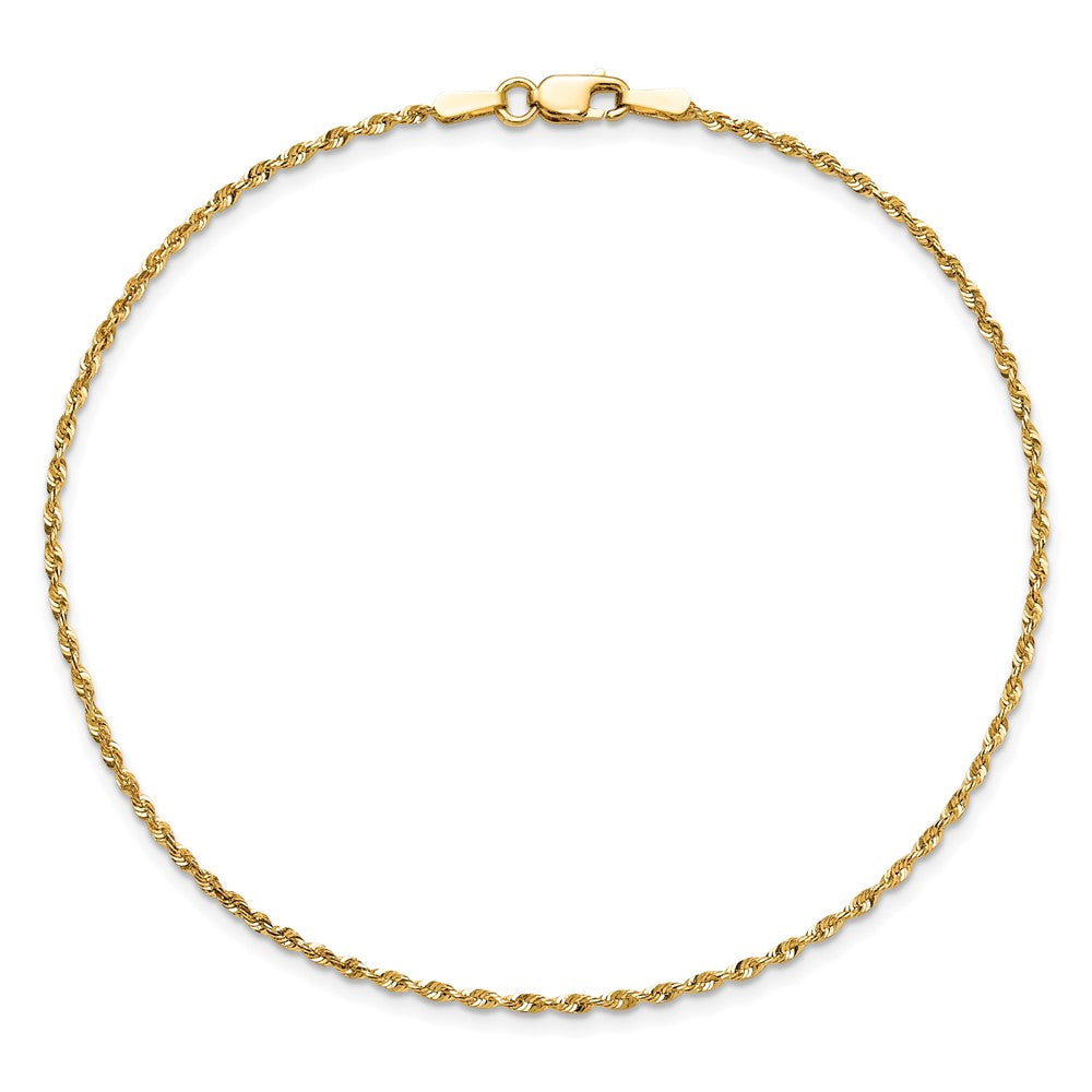 14K 9 inch 1.5mm Ultra Diamond-cut Rope with Lobster Clasp Anklet